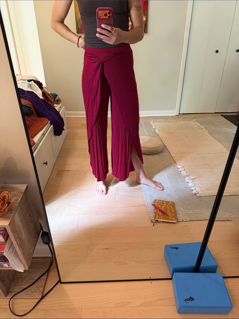 Women’s Twist-Front Wide Leg Pants in Berry